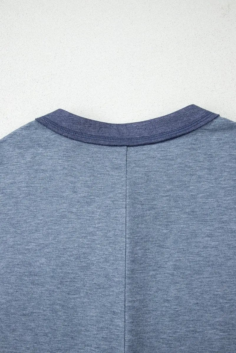 Beau Blue Half Placket Chest Pockets Short Sleeve Jumpsuit - Love Salve